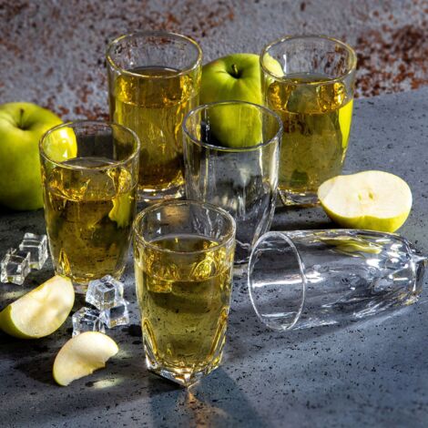 KADAX Bicchieri per acqua trasparente con fondo rinforzato, bicchieri da succo a pareti spesse, bicchieri scanalati, bicchieri da bere (basso, 330 ml, 12 pezzi