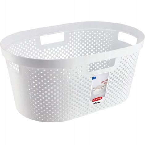 Curver 231011 Infinity Dots Portabiancheria in plastica Bianca 59 x 38 x 27 cm (1/5)