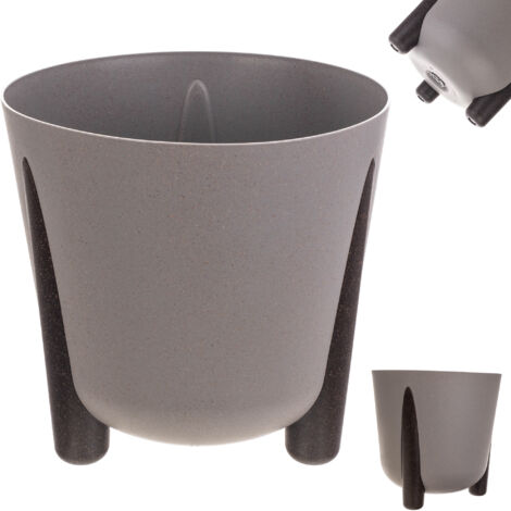 KADAX Vaso per Piante con Inserto Interno, Vaso per Fiori Rotondo in Plastica, Vaso per Piante Decorativo per Interni ed Esterni, Beige Scuro, 30 cm