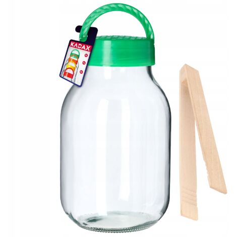KADAX Barattolo di vetro, con pinze, coperchio in plastica, forma a palloncino, barattolo per cetrioli, ermetico, 3 litri (1/5)