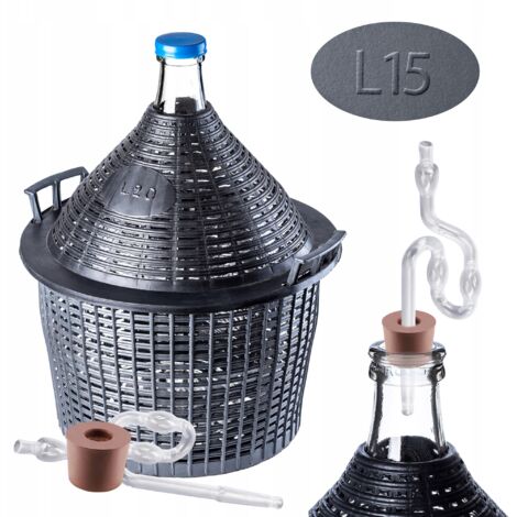 Pallone In Vetro Da 3 Litri Per Vino E Liquori - Damigiana Con Tappo A Vite, Per Fermentazioni Fatte In Casa, 30x15x15 Cm