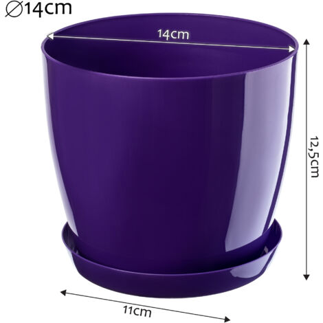 KADAX - Vaso decorativo da fiori in plastica, vaso rotondo per piante da interno e esterno, moderno portapiante per piante da appartamento (nero, 14 cm