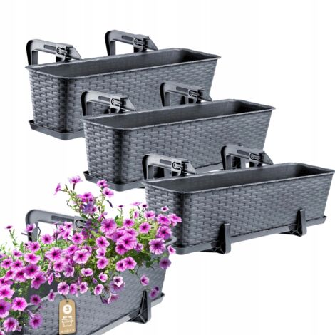 TOP TOOLS Fioriera Da Balcone Con Sottovaso Effetto 3D Sahara, Colore Bianco, Dimensioni 58,5x17x14,5 Cm, Resistente Ai Raggi UV, Prodotta In UE