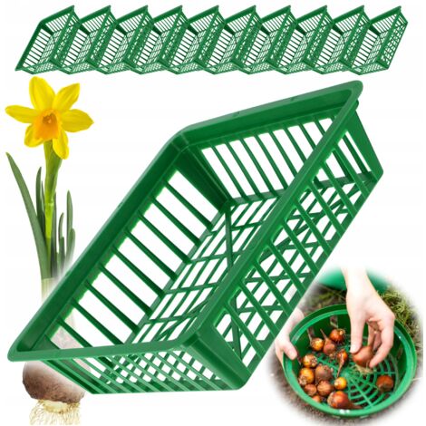 KADAX Confezione da 10 cestini per piantare bulbi in plastica, 2 forme, 28 x 26 cm