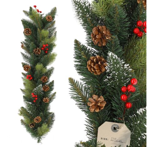 Ghirlanda di pino KADAX - Lunghezza 115 cm - Ghirlanda natalizia artificiale in pellicola di PVC - Decorazione per caminetto - Decorazione natalizia (Ballerina) (1/5)