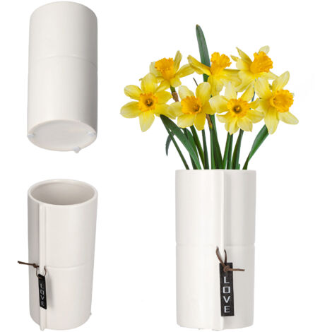 KADAX Vaso da fiori in ceramica Vaso da fiori in 2 colori Vaso da fiori Vaso da fiori in ceramica Vaso da fiori viola/viola del pensiero (Bianco, Diametro 11 cm) (1/5)