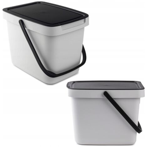Pattumiera con coperchio scorrevole argento plastica 50l