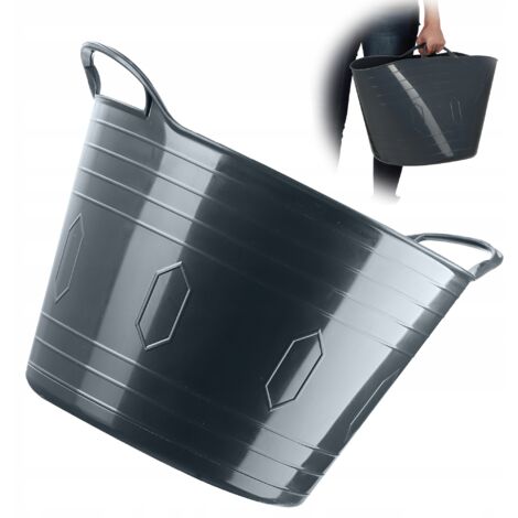 Cesto Plastica KADAX 26L - Portabiancheria, Giocattoli O Alimenti, Grigio Chiaro Con Manici - Foto 10