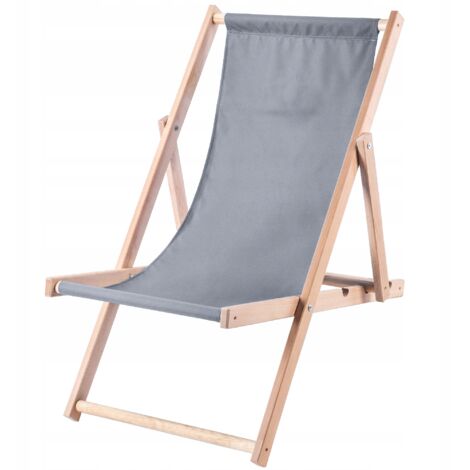 KADAX Sedia a sdraio pieghevole in legno per un comodo relax in spiaggia, sul balcone o in giardino, sedia a sdraio pieghevole da esterno (Grigio) (1/5)