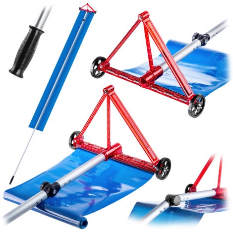 Todeco Pala Per Neve Da Tetto Con Manico Telescopico Regolabile 170-650 Cm, Rastrello Con Ruote E Tela Oxford 450x42 Cm