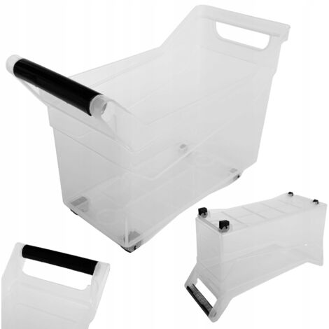 KADAX Scatola portaoggetti, scatola portaoggetti con ruote, contenitore in plastica con maniglie, scatola portaoggetti trasparente (14 l), K9745