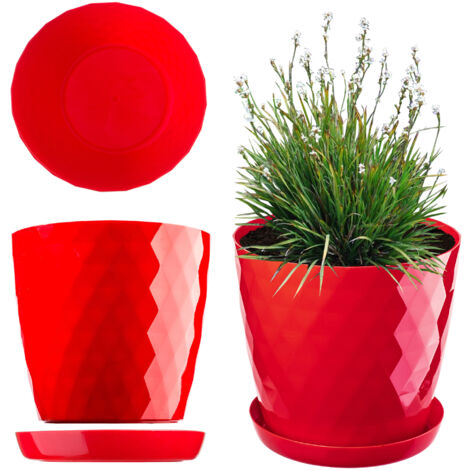 Vaso Per Piante In Plastica Con Inserti – Grigio Lucido 26cm, Interno/Essenziale - 2
