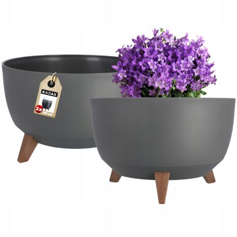 KADAX 2x Vaso da Fiori con Piedini Inserto 40 cm Antracite (1/5)