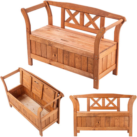 Panca da giardino KADAX in legno con schienale 119 cm terrazza con bosso di quercia