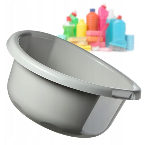 KADAX Bacinella in plastica per lavare a mano panni e stoviglie, caratterizzata da una forma rotonda e manici ergonomici (8L, Grigio)
