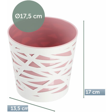 PAFEN Vaso Effetto Rattan In Plastica Con Inserto In Vetro, Diametro 30 Cm, Colore Umbra - 3