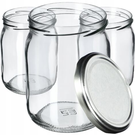 set di 6 barattoli da 500 ml in vetro borosilicato quadrato