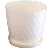 KADAX Vaso da fiori in plastica con sottovaso integrato, vaso per piante per decorazioni floreali moderne in interni (25 cm, Ecru)