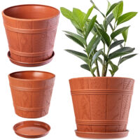 Vaso da fiori KADAX Vaso da fiori 19 cm Supporto per fiori in plastica con coperchio in legno