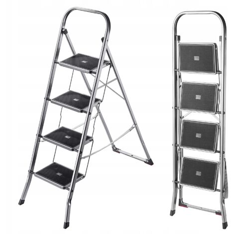 KADAX Escalera de 4 peldaños, 150 kg, plegable para el hogar, de acero