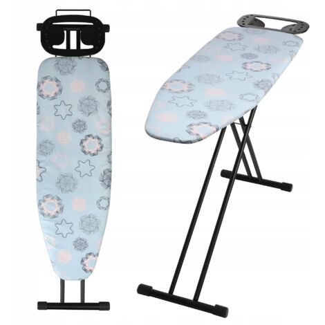 KADAX Tabla de Planchar 120 x 38 cm, Tabla de Planchar Plegable con Funda de Algodón, Soporte para Plancha, Patas Antideslizantes y Altura Regulable (Azul)