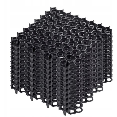 KADAX Baldosas estabilizadoras de plástico de 50 cm, estabilizadores de grava, losas de césped para jardines, rejillas de césped (negro, 10 unidades) (1/5)