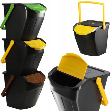 KADAX Juego de contenedores de segregación de botes de basura 3x25L