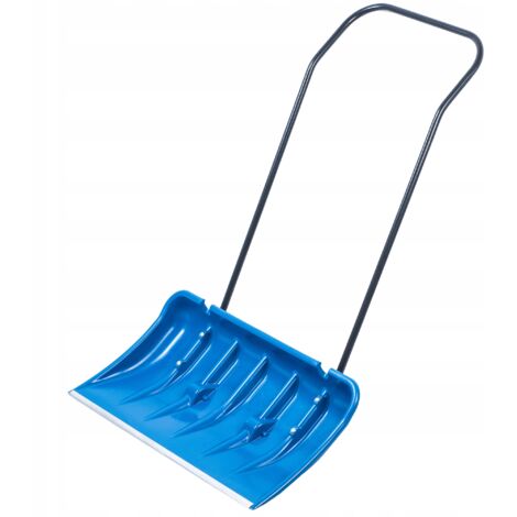 KADAX Pala quitanieves de plástico con herrajes de aluminio, herramienta de eliminación de nieve robusta y eficiente con ruedas y mango de metal (azul)