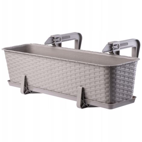 KADAX Macetero Colgante para Exterior, 60 cm, Balcón de plástico con Aspecto de ratán, Soportes de Montaje Integrados y platillo (Caramelo) (1/5)