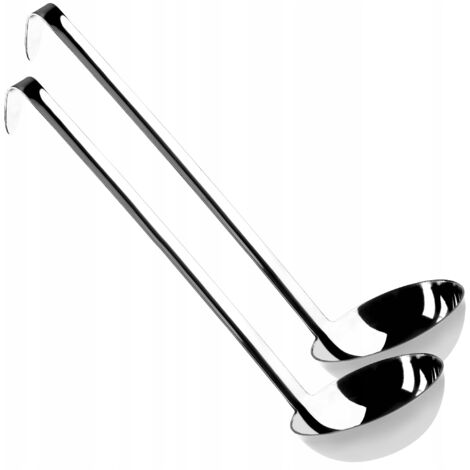 KADAX Cucharón de sopa de acero inoxidable, cucharón de acero inoxidable con mango largo para servir sopas, utensilio de cocina (9 cm / 125 ml, juego de 2) (1/5)