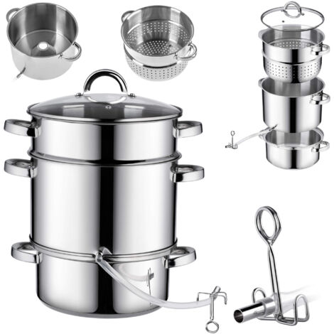 KADAX Olla Exprimidora 8L Acero Inoxidable Vapor Para Inducción Gas Acero 3en1 Grande (1/5)