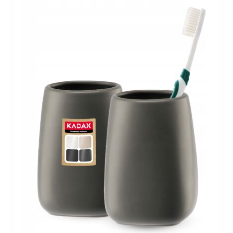 KADAX Vaso de baño de cerámica, juego de 2 vasos para cepillos de dientes (antracita) (1/5)