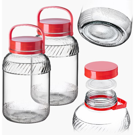 Olla KADAX Tarro de cristal de 5L con tapa y asa para encurtir coles Paquete 2 (1/5)