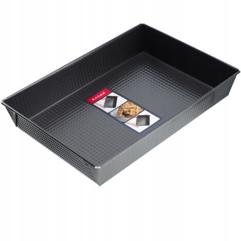 KADAX Molde para Tartas Rectangular, Molde para Pastelería Grande con Revestimiento Antiadherente y Bordes Altos, Accesorio de Cocina (Negro, 36 x 25,5 cm) (1/5)