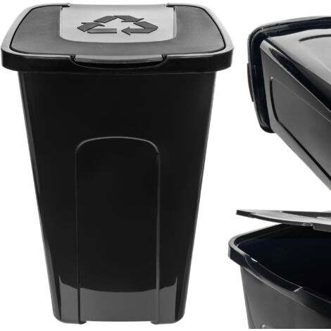 Cubo de basura Contenedor de segregación de residuos Cubo de 50 L Contenedor negro (1/5)