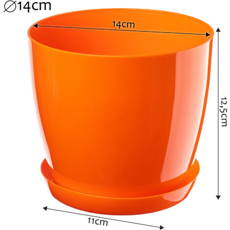 KADAX Maceta con Soporte Tapa de plástico Maceta 14 cm Naranja