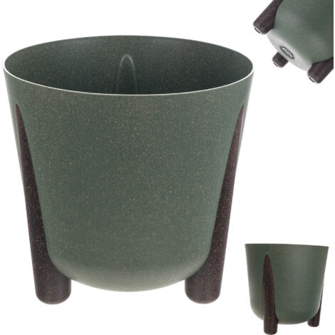 KADAX Jardinera Redonda de Plástico con Inserto Interior - Jardinera Decorativa para Interior y Exterior (Verde, 26 cm) (1/5)