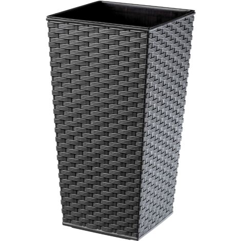 KADAX Macetero Alto, Macetero Grande de Plástico para Decoración Interior y Exterior, Jardinera Imitación Ratán (36 cm, Grafito) (1/5)