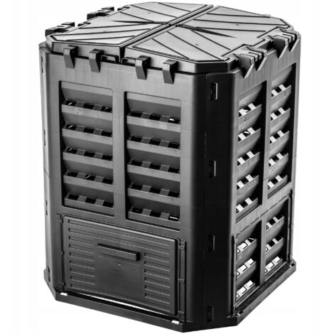 KADAX Compostador de Jardín 360L, Una Solución Ecológica y Práctica para Transformar Tus Residuos Orgánicos en Fertilizante Natural, Contenedor de Compost (Negro)