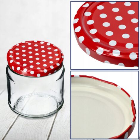 Tapas Cuadros Rojo Tapas Para Tarros De Mermelada 40 Unidades - Metal 63 Mm, Tipo Gingham Rojo, Para Conservas Y Miel Tapas Repuesto Botes Conservas