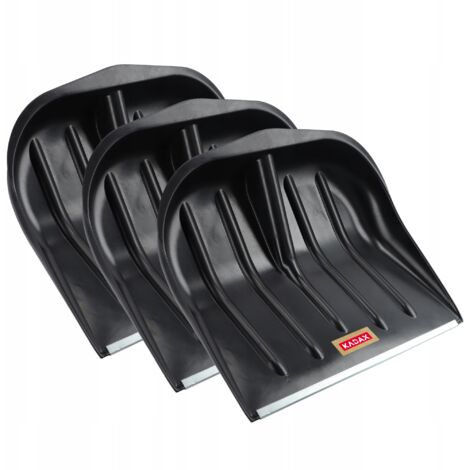 KADAX Pala quitanieves 46 x 39,5 cm Pala quitanieves sin mango con borde de chapa de zinc, Pala quitanieves de plástico (3, negro)