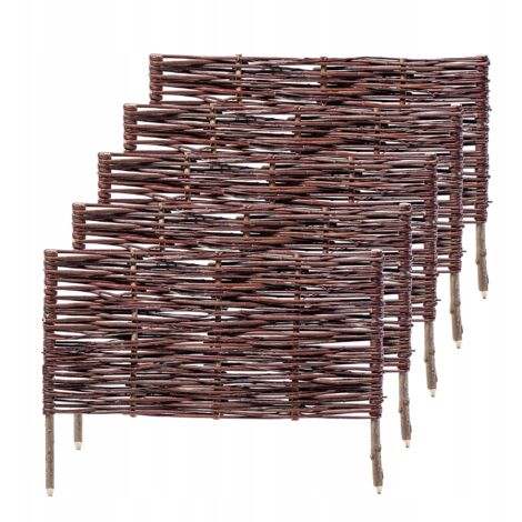KADAX Empalizadas de Mimbre Natural para Jardín, Vallas Decorativas para Demarcar, Decorar y Realzar tu Espacio Exterior (60 x 40 cm, Juego de 5)