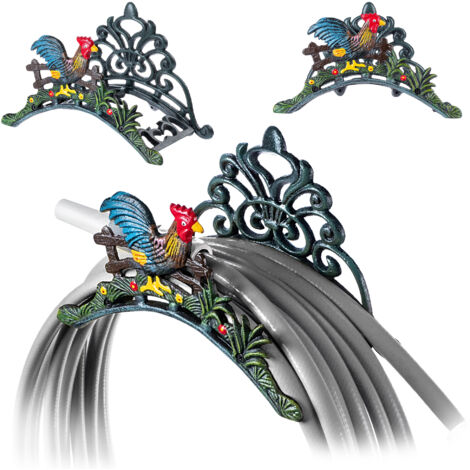 KADAX Soporte para manguera de jardín de hierro fundido, gancho rústico, soporte decorativo de pared para manguera de jardín, manguera de vacío y extensión (multicolor) (1/5)