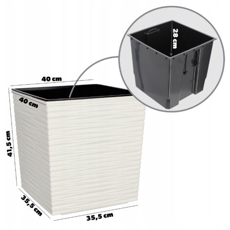 Vaso Rato Square Effetto Rattan In Plastica 7,2 Litri, 17x17x32,5 Cm, Con Inserti Rimovibili, Taupe, Interni/Esterni - 2