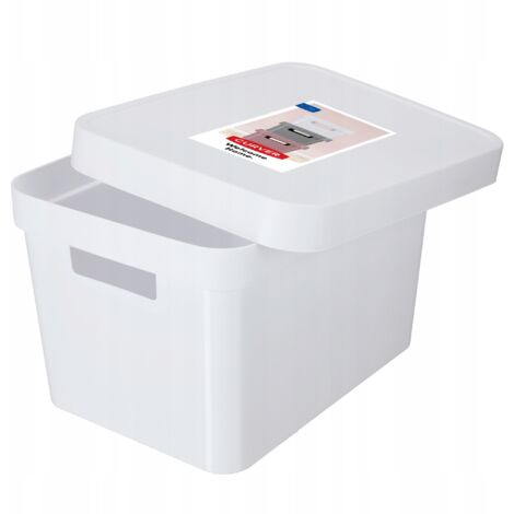 Curver 04743-N23-01 Caja de almacenamiento Infinity con tapa, plástico, blanco, 36,3 x 27 x 22,2 cm, 17 L (1/5)