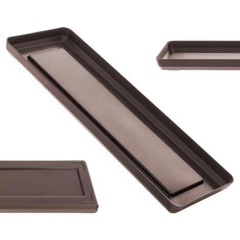 KADAX Platillo para maceta, platillo de plástico, base para plantas rectangulares, platillo para maceta, moca, 40 cm