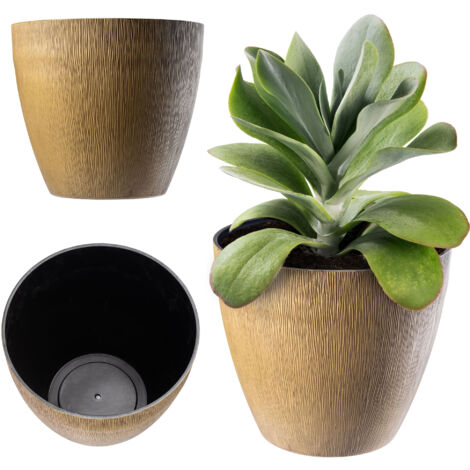 Maceta Plástico Interior KADAX Maceta Con Plato, Maceta Redonda Para Interiores, Elegante Maceta De Plástico, Maceta Ligera Para Flores Y Plantas Para El Hogar (23 Cm De Diámetro, Color Antracita Maceta Ligera
