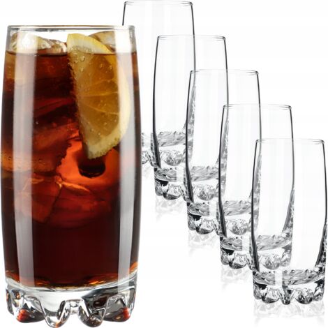KADAX Vasos de Agua, Vasos de Zumo, Juego de 6, Vidrio Estable, para Agua, Zumo, Jardín, Fiesta, Bebidas, Cerveza, Universal, Cócteles, Bebidas (Nadia, 365 ml)