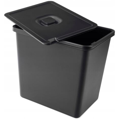 KADAX Contenedor de basura - 23 l - Papelera con asa móvil - Clasificador de basura universal de plástico (negro, 23 l)