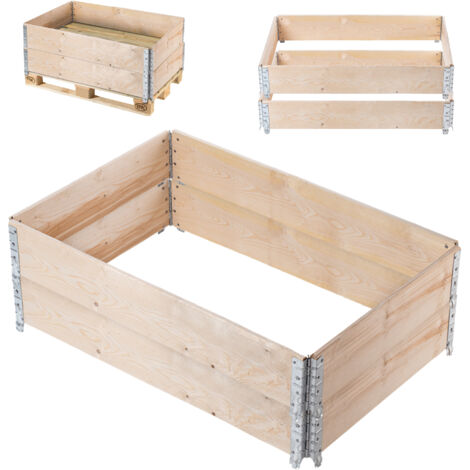 KADAX Extensión de palé de madera 120x80 cm Cama de palé contenedor Paquete de 2 piezas